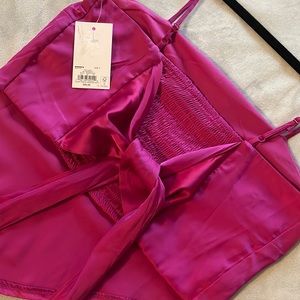 Pink scarf tank with smocked back NWT